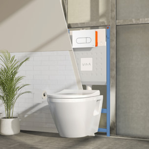 Pack WC suspendu VITRA Integra blanc + bâti mur porteur V-Fix Core + Plaque Round Blanche