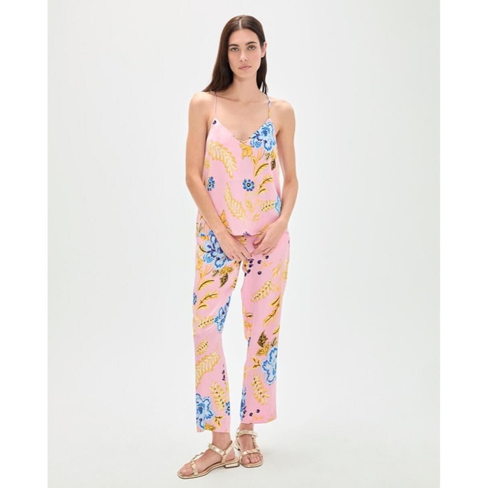 Top in pizzo satinato stampato