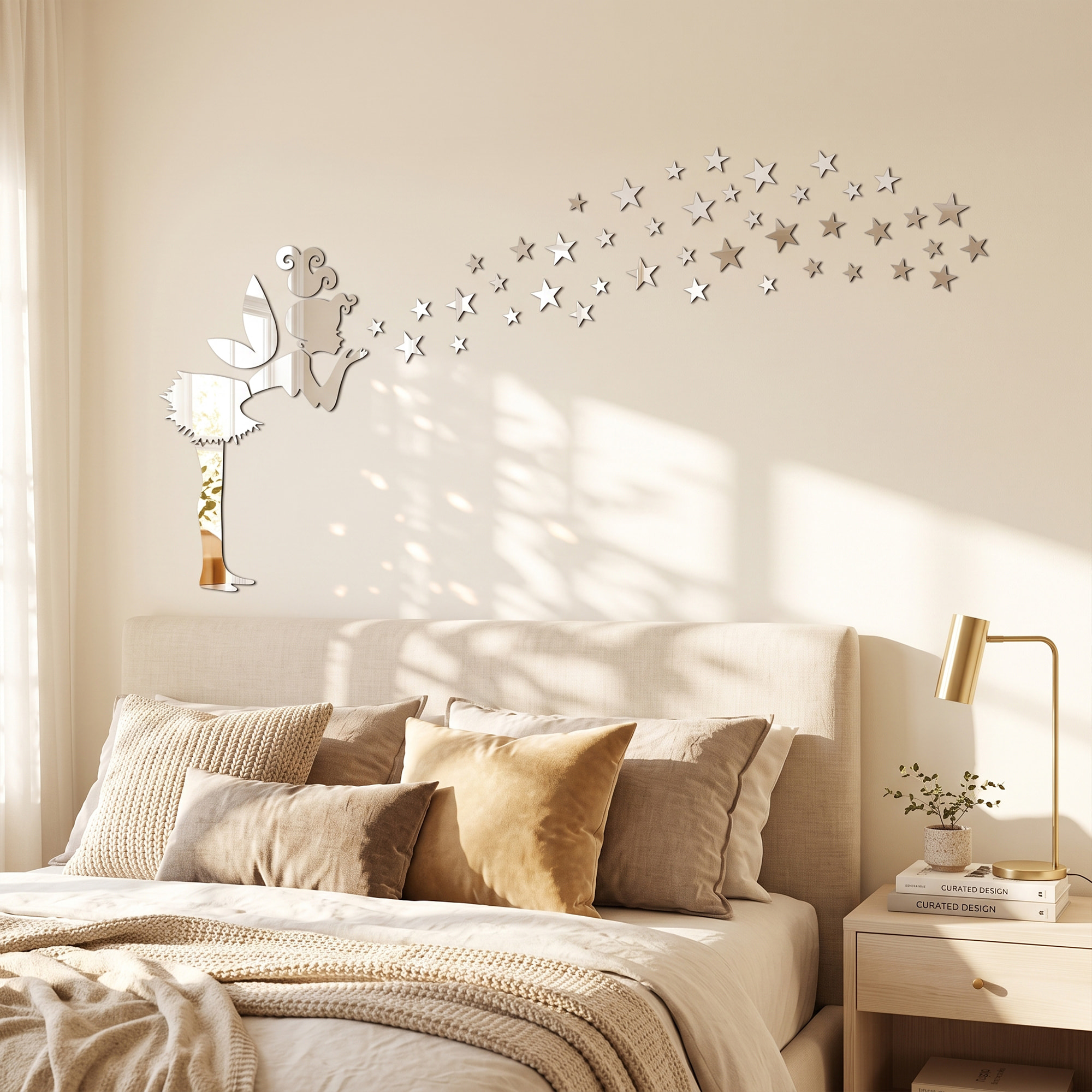 Sticker miroir Fée et 42 étoiles