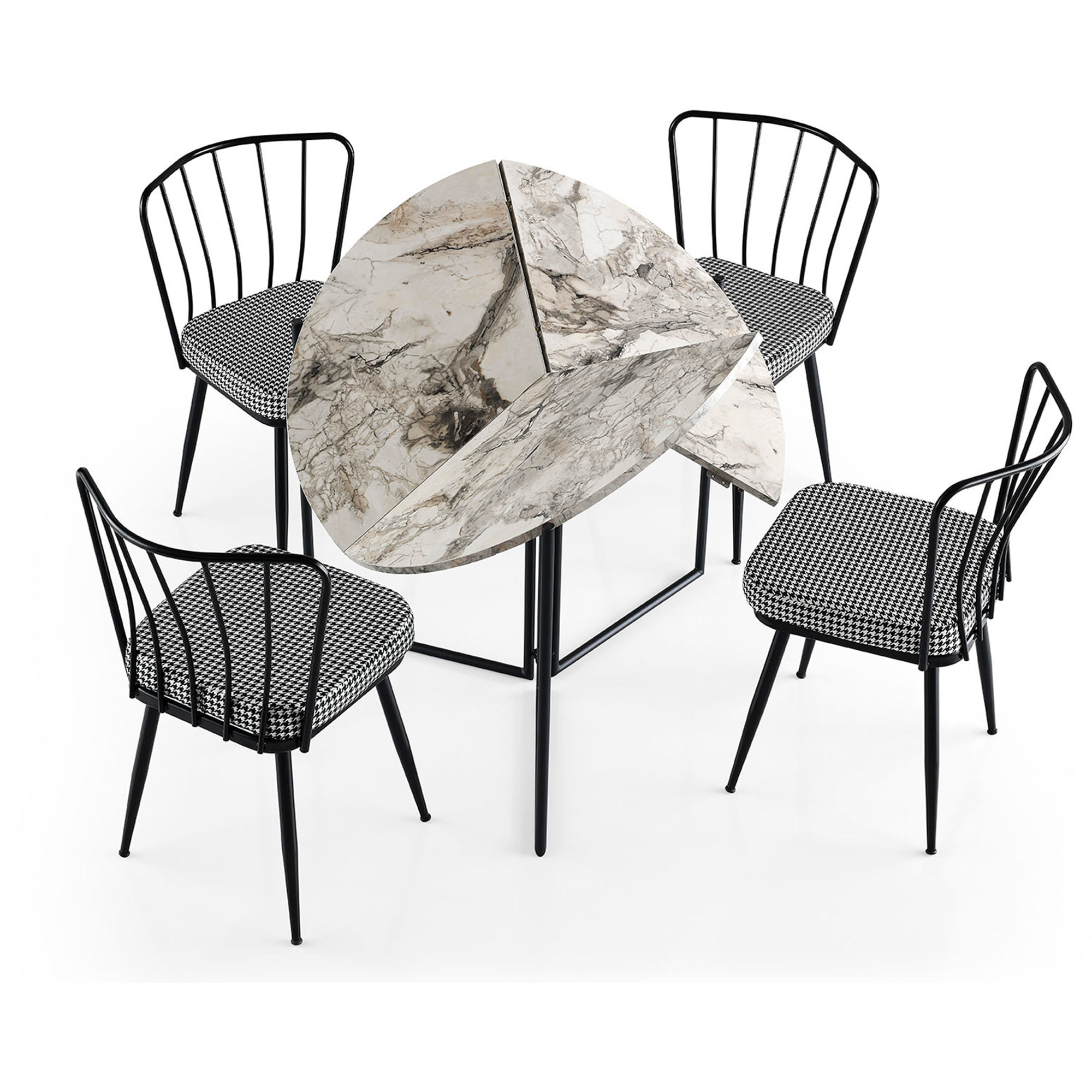 Mesa de comedor redonda con patas de metal wellhome.