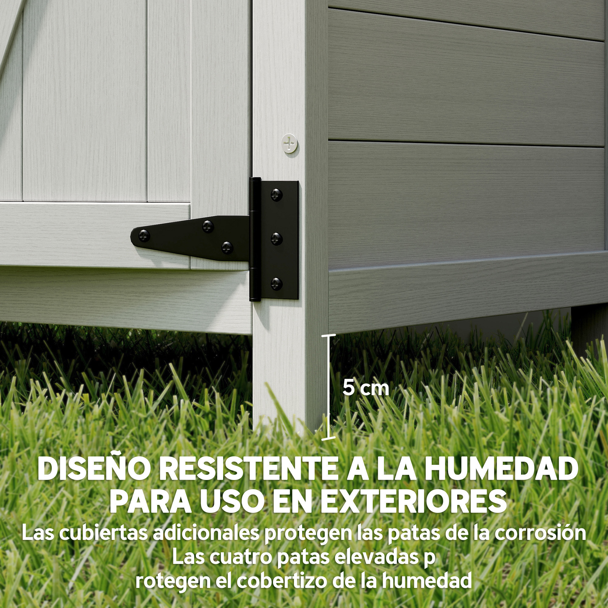 Caseta de Jardín de Madera, 75x40x90 cm, Cobertizo Jardín Exterior, Armario para Almacenaje de Herramientas, con 4 Estantes, 2 Puertas y Techo de Acero Galvanizado, Gris