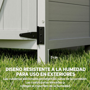 Caseta de Jardín de Madera, 75x40x90 cm, Cobertizo Jardín Exterior, Armario para Almacenaje de Herramientas, con 4 Estantes, 2 Puertas y Techo de Acero Galvanizado, Gris