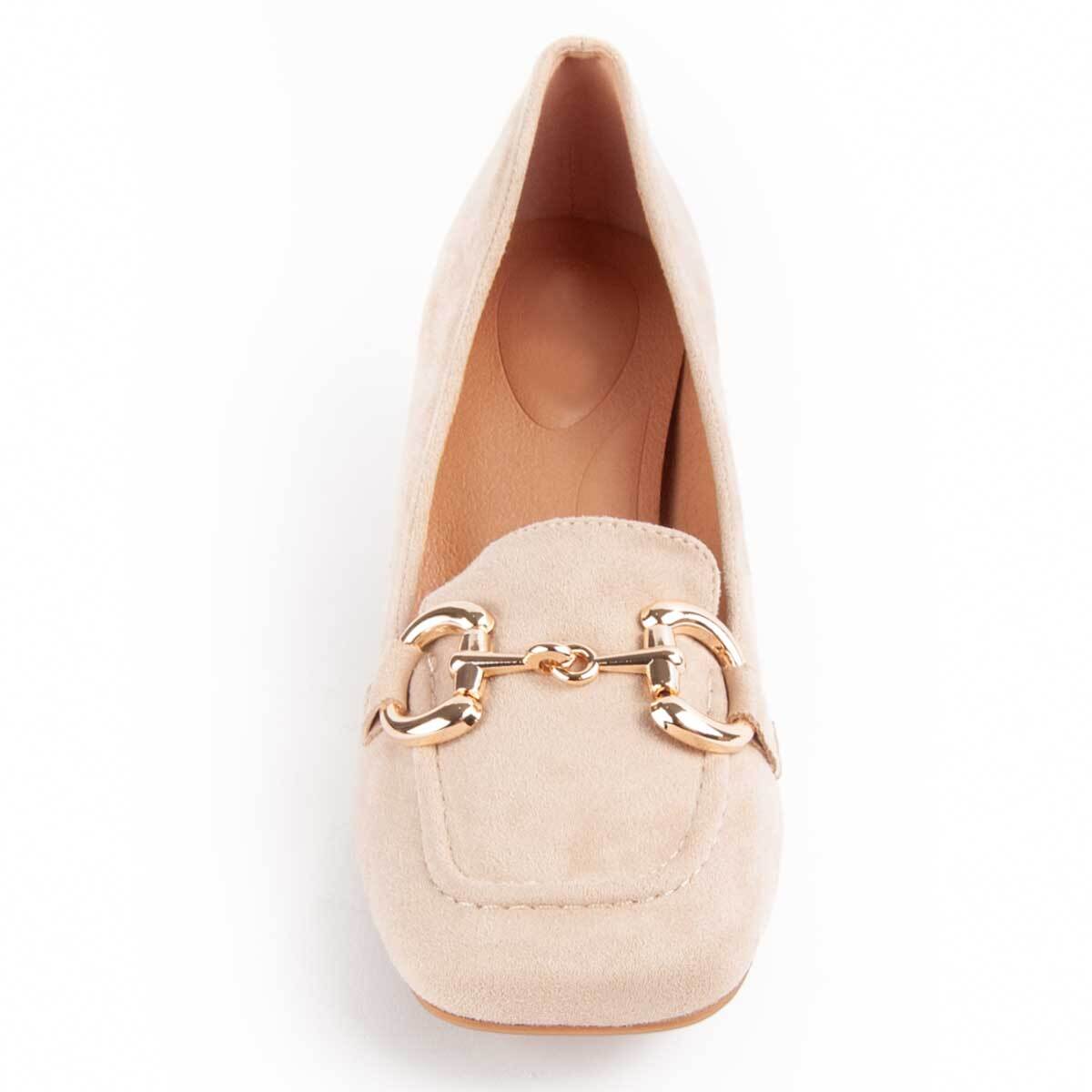 Zapato De Tacón - Beige - Altura: 6 Cm