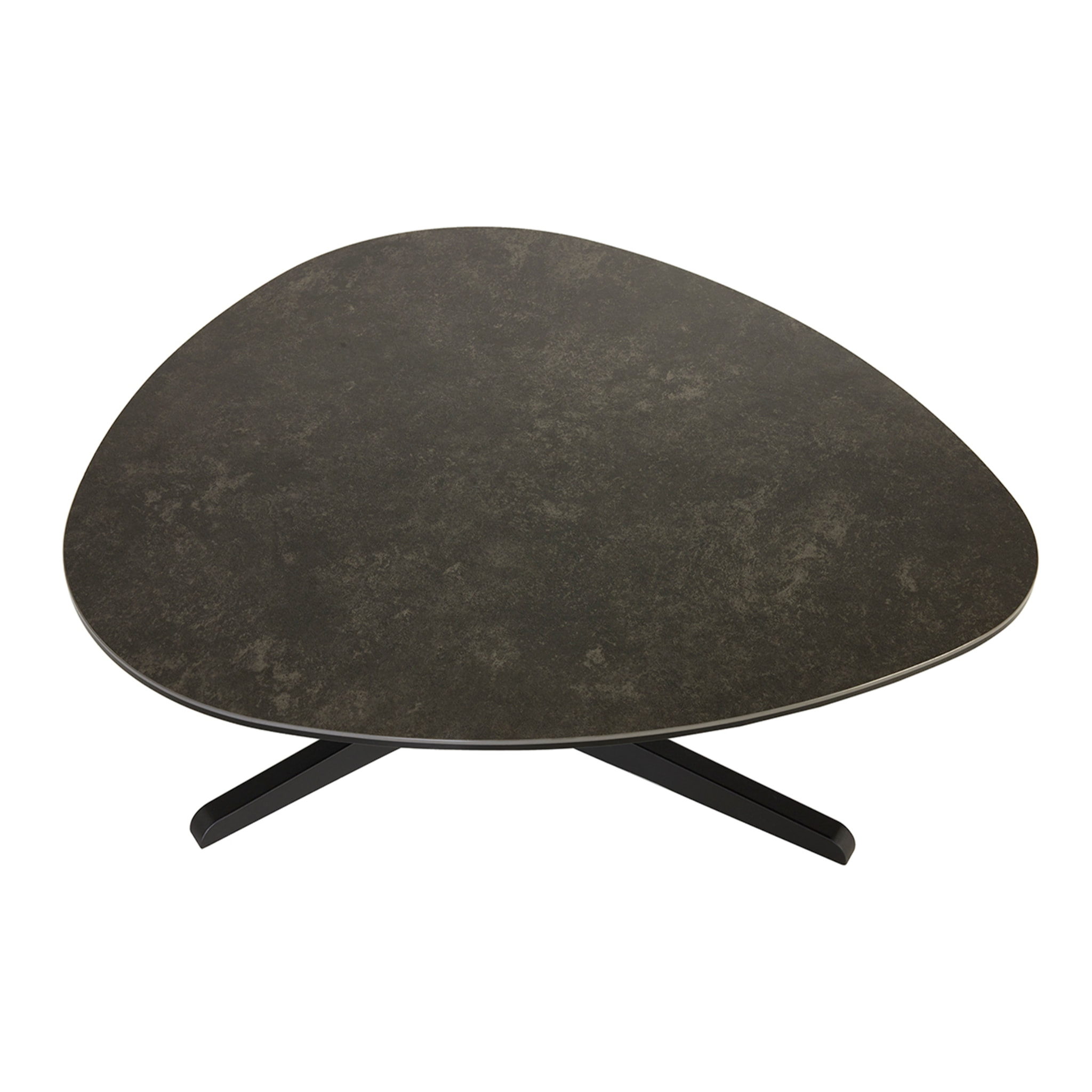 Table basse design en céramique noire et métal L84 cm LEWA