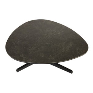 Table basse design en céramique noire et métal L84 cm LEWA