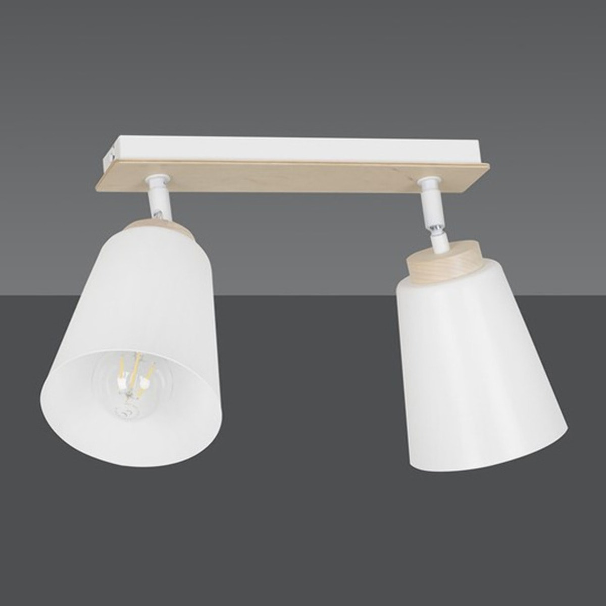 Lampada a sospensione ATLAS in acciaio bianco e legno