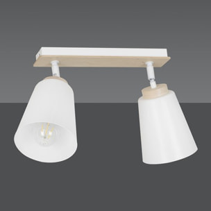 Lampada a sospensione ATLAS in acciaio bianco e legno
