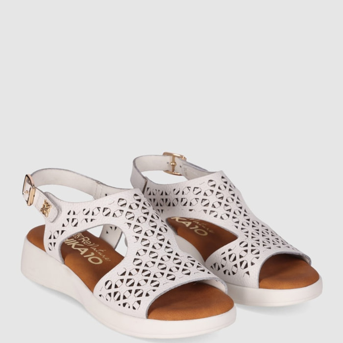 Sandalias de Piel - Blanco - Tacón: 3 cm