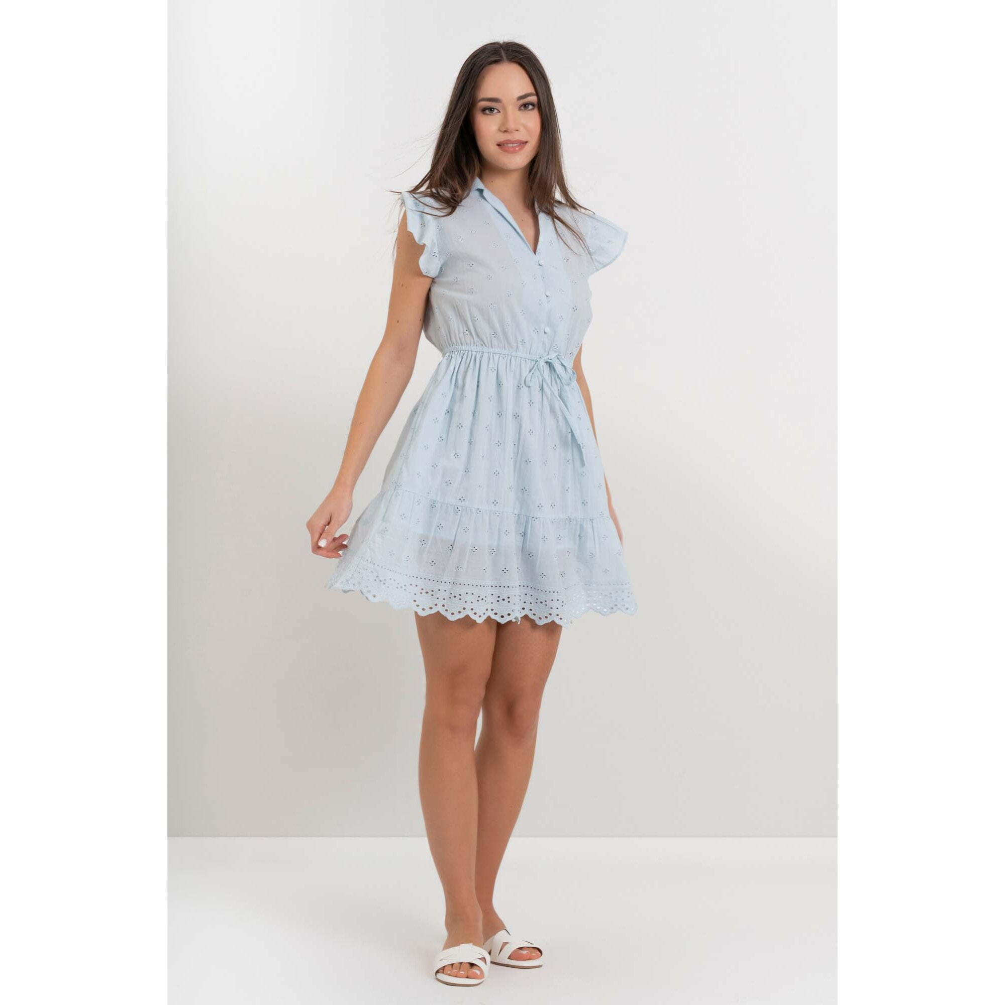 Kocca - Abito estivo donna in cotone traforato con balze e coulisse Donna