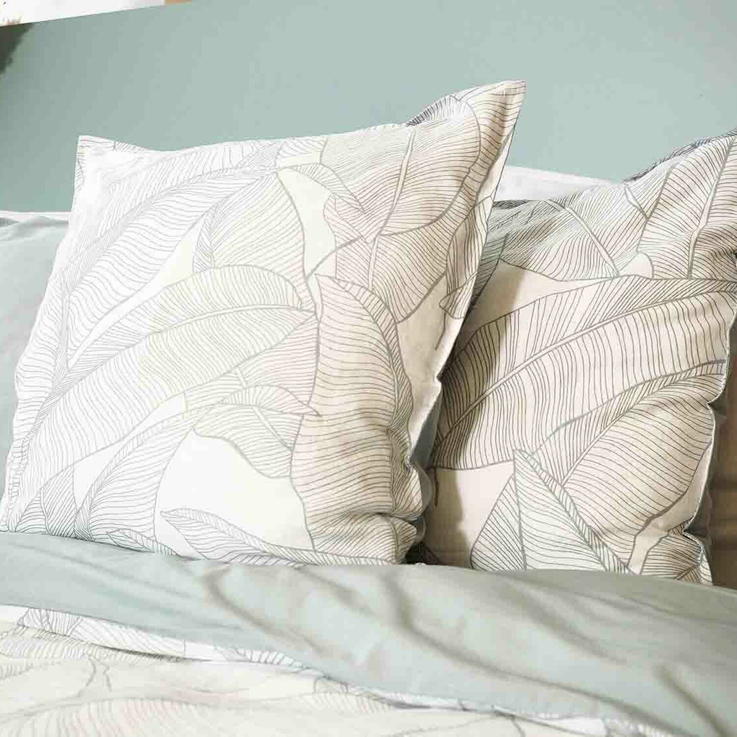 Parure housse de couette imprimé 100% coton - pampelune - bleu