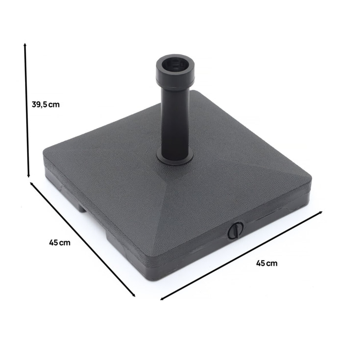 Pieds de parasol a lester 45 x 45 cm avec roulettes - 18 kg - Noir