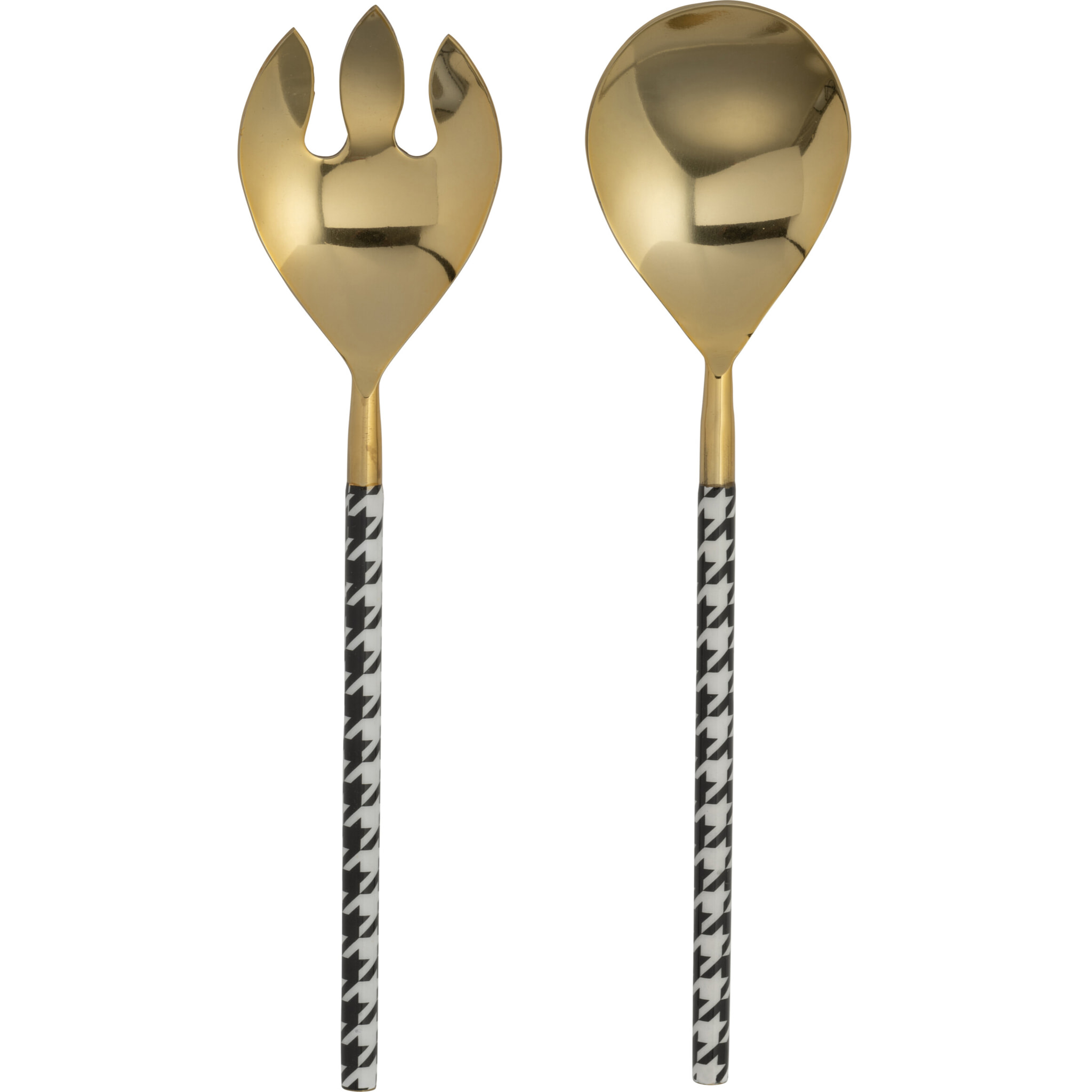 J-Line couvert à salade Pied-Poule - acier - or