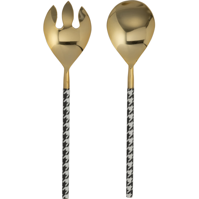 J-Line couvert à salade Pied-Poule - acier - or