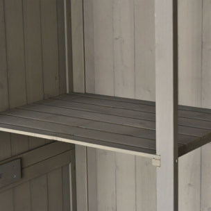 Cobertizo de Madera Caseta Exterior Armario Herramientas de Jardinería Doble Puertas Techo Impermeable Compartimientos de Diferentes Tamaños 127.5x50x164cm Madera Maciza