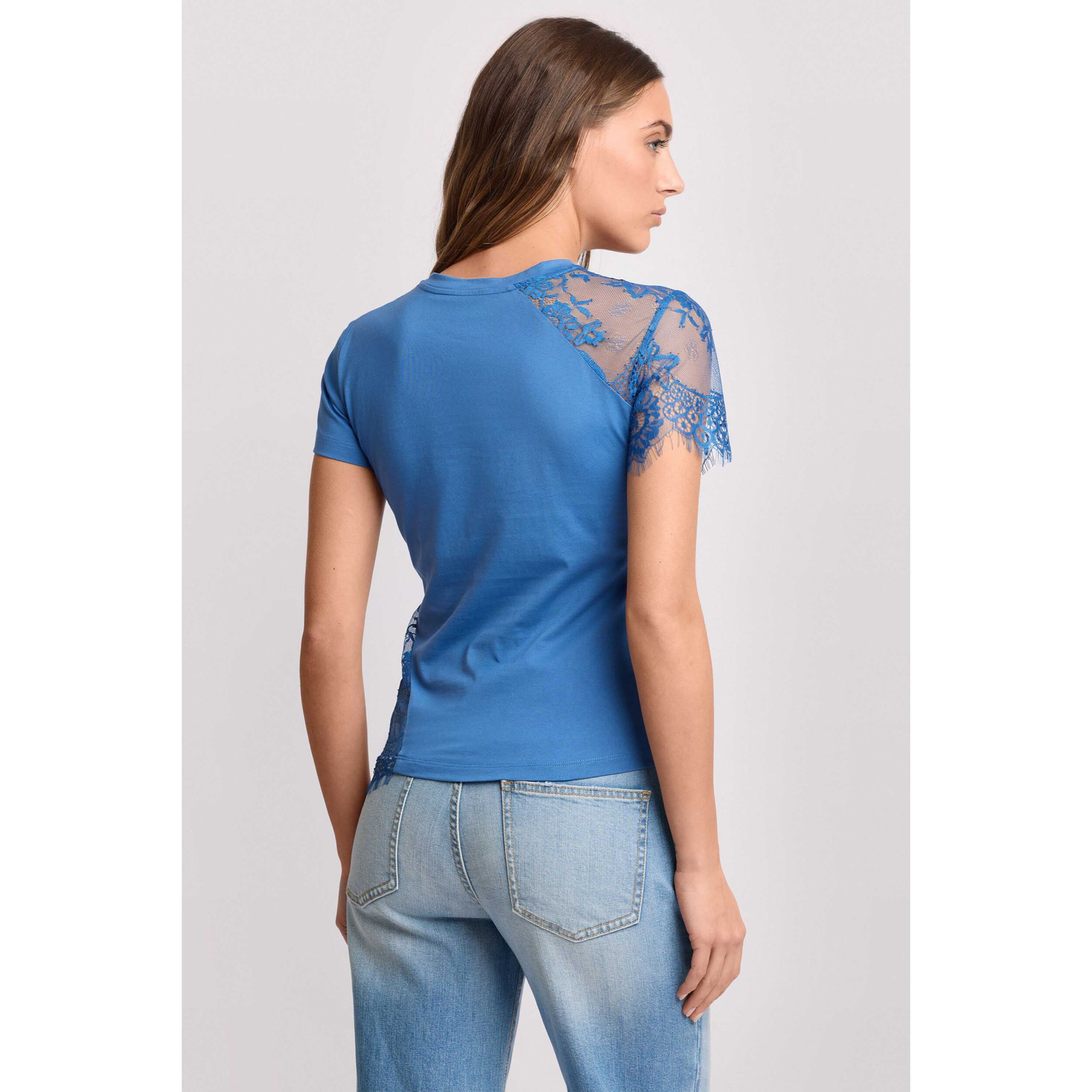 Kocca - T-shirt con inserti in pizzo Donna, Tinta unita, Girocollo