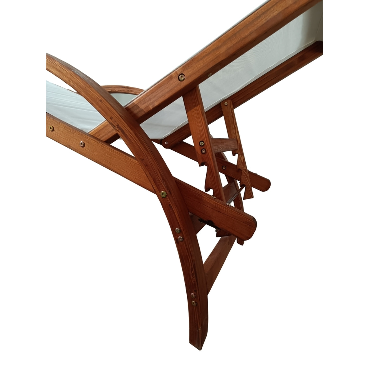 Transat en bois et toile PVC blanc ACATE