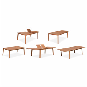 Salon de jardin en bois extensible - Almeria  table 200/250/300cm avec 2 rallonges. 2 fauteuils et 8 chaises. en bois d'Eucalyptus huilé et textilène gris anthracite