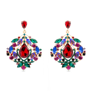 Pendientes con Cristal Multicolor acabado oro 18k