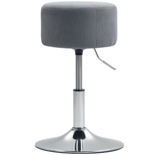 Taburete de Bar Taburete Alto de Cocina Regulable en Altura 52-66 cm Tapizado en Pana Giratorio en 360° para Comedor Tocador Mostrador Gris