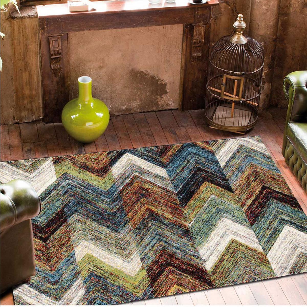 Tapis salon et chambre tissé motif géométrique FICU