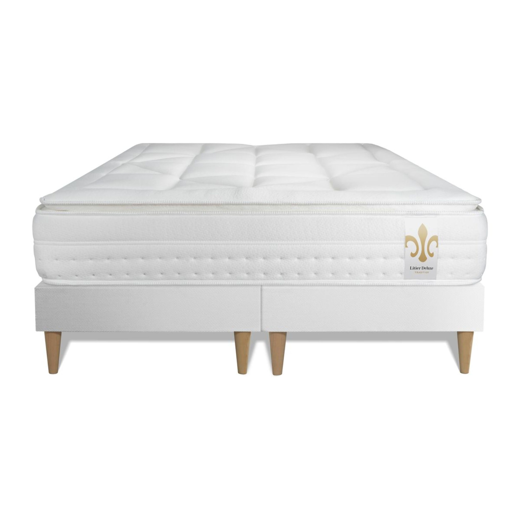 Ensemble Matelas Vingt-Huit PLUS - 28cm - Ressorts ensachés et mémoire de forme - Technologie hôtelière - Sommier Tapissier Blanc