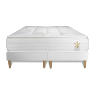Ensemble Matelas Vingt-Huit PLUS - 28cm - Ressorts ensachés et mémoire de forme - Technologie hôtelière - Sommier Tapissier Blanc