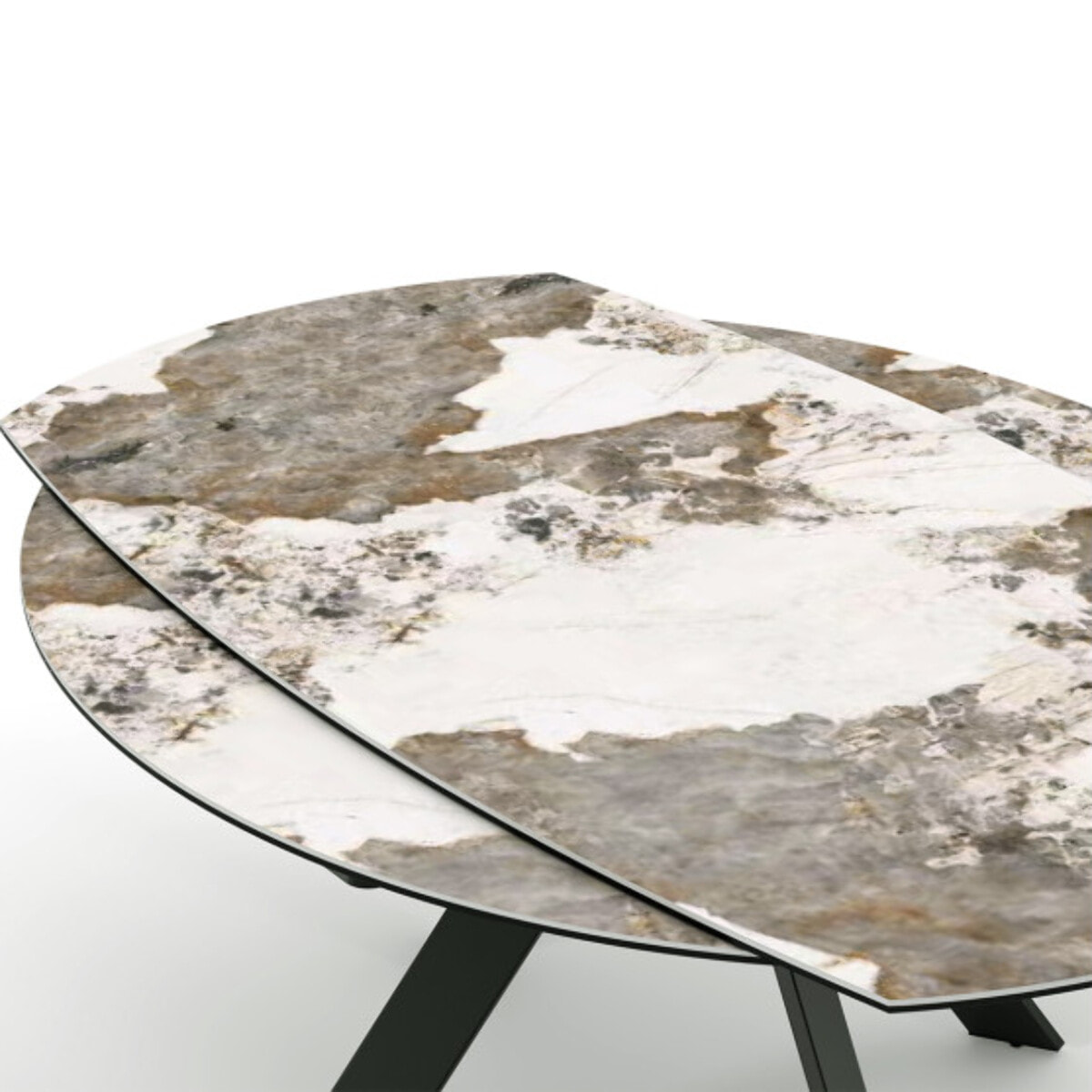 Table de repas extensible ronde 100 à 170 cm céramique marbré - ALICANTE