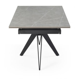 Table extensible en céramique marbre grey L160/240cm - 9 piètements - UNIK