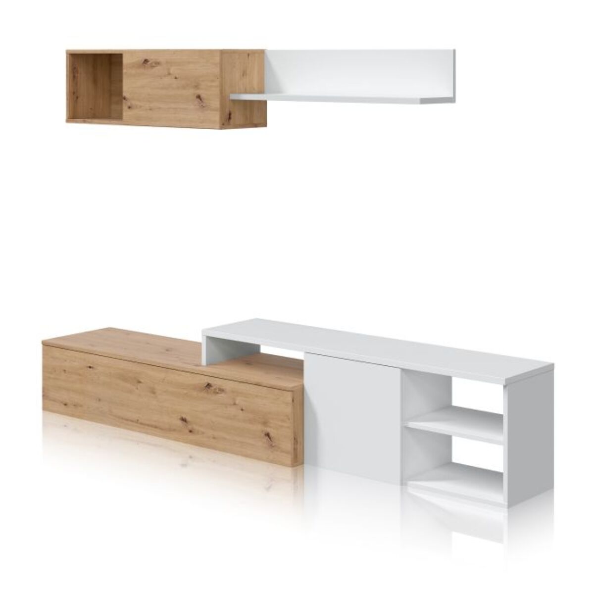 Salón Kate Blanco Artik (Blanco Mate) - Roble Nodi