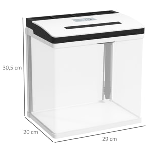 Acuario de Cristal de 13L Pecera Pequeña con Sistema de Filtro Iluminación LED Bomba de Agua 29x20x30,5 cm Blanco