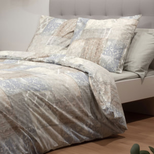 Parure de lit avec housse de couette 240x220 cm + 2 taies d'oreiller 65x65 cm 100% percale de coton - ARIANE -