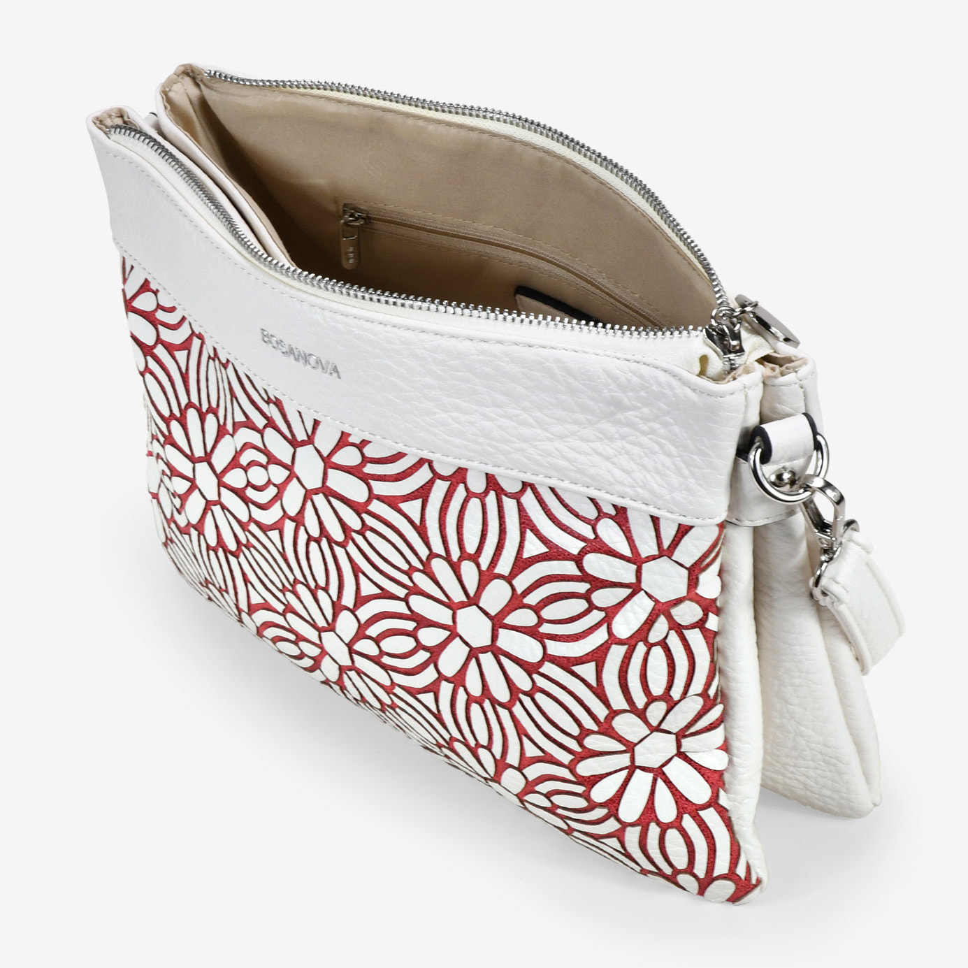 Bolso bandolera beige con cremallera