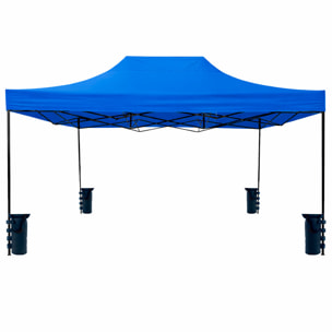 Gazebo Professionale 3x4.5 M Richiudibile Automatico In Acciaio E Telo Oxford 1200D PVC Impermeabile Anti UV Struttura a Fisarmonica con Sacche Blu