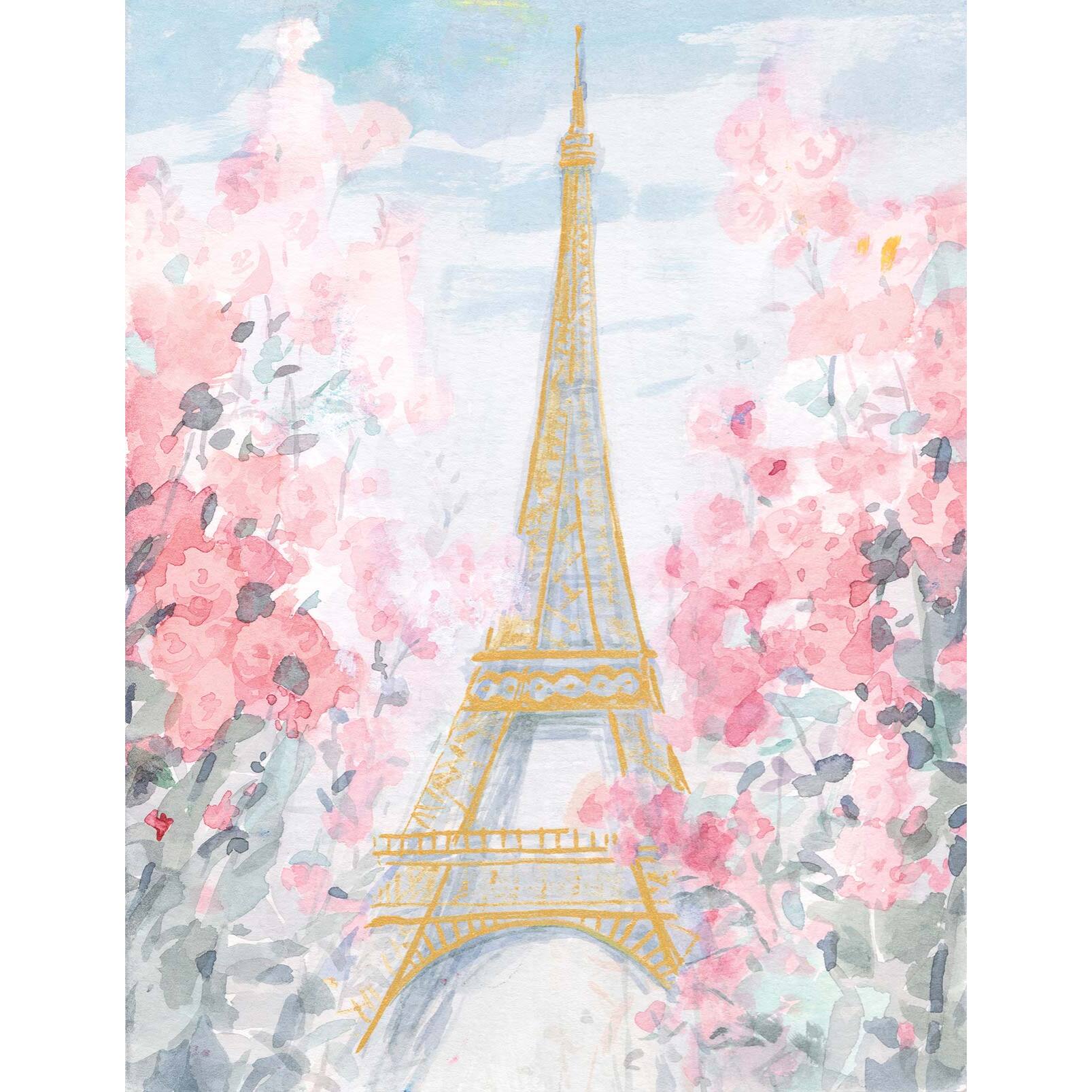 Papier peint tour eiffel en aquarelle Intissé