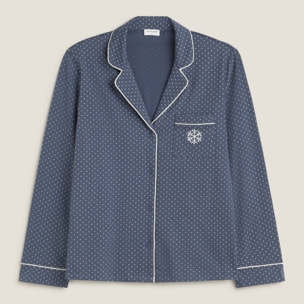 Camisa de algodón punto topos Mimit color azul oscuro 100% Algodón