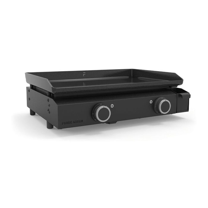 Plancha électrique FORGE ADOUR ACIER BASE 60A noir 2 brûleurs à poser, 57.5x37.9 cm