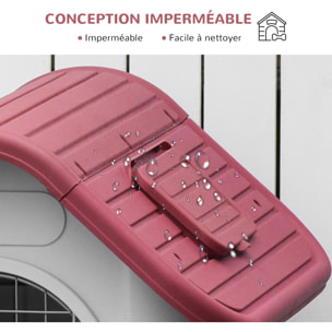 Niche pour chien plastique porte métal verrouillable aérations lucarne - 59 x 75 x 66 cm - gris clair rouge