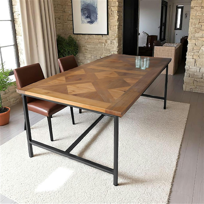 Table à manger décor marqueterie 200 cm VARSOVIE