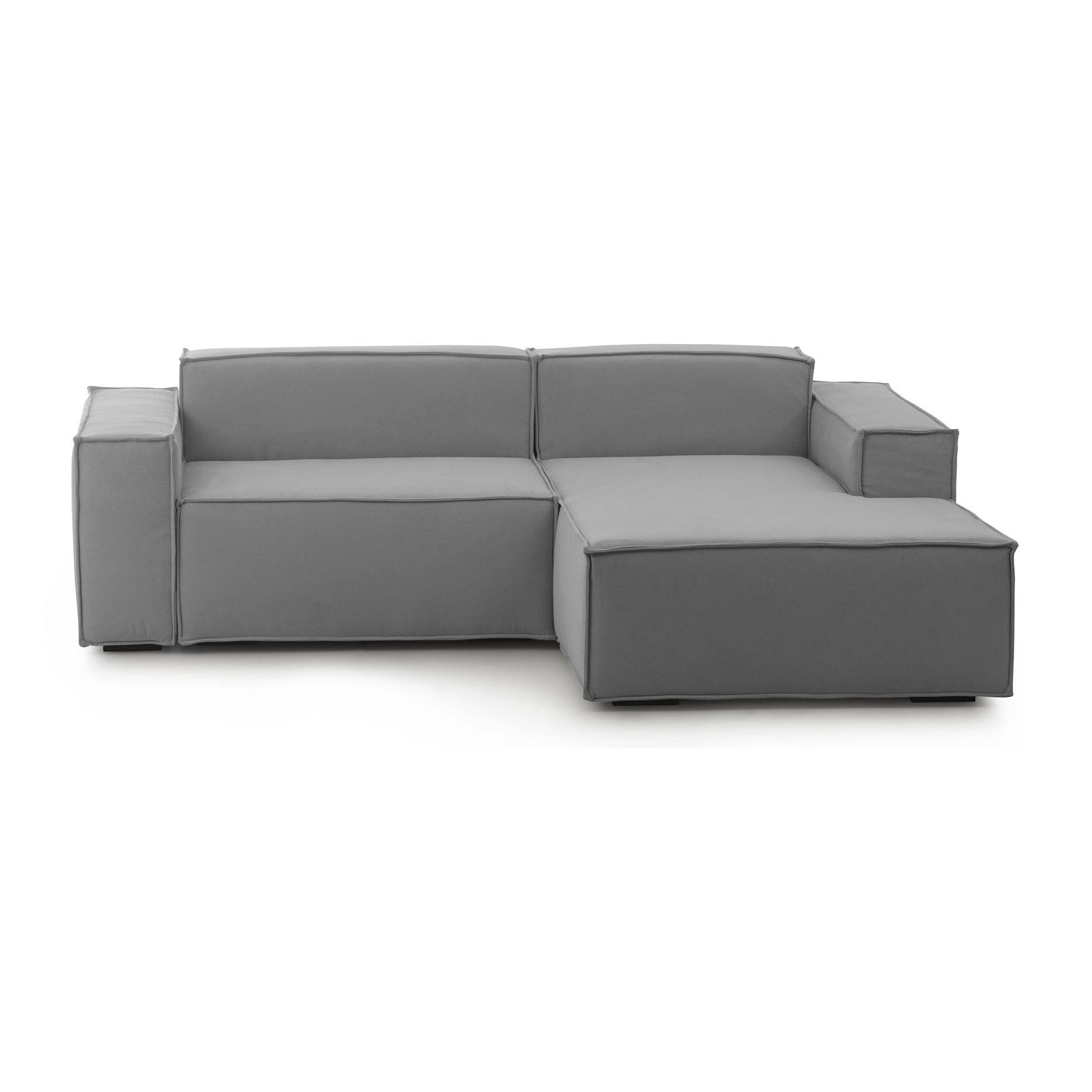 Divano fisso Lidia, Divano componibile a 2 posti large con penisola destra, 100% Made in Italy, Sofà moderno in tessuto, Cm 240x170h70, Grigio