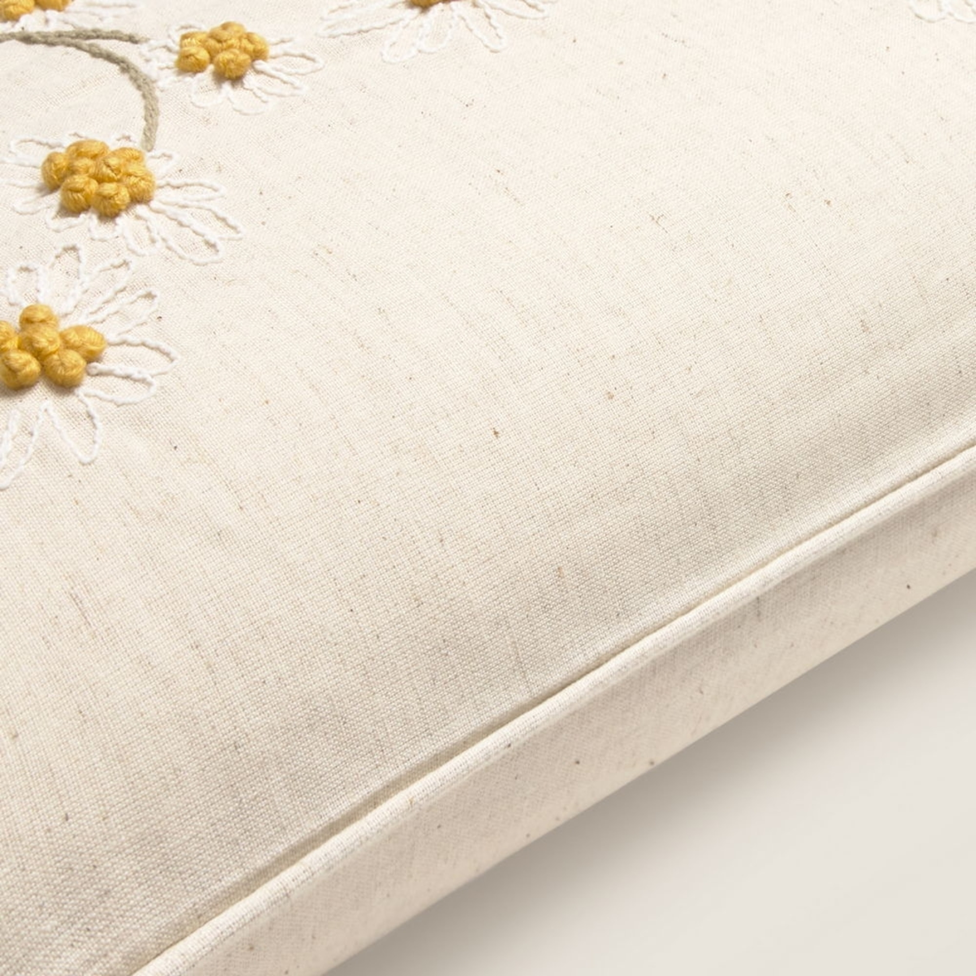 Funda de cojín algodón bordado floral Frida color marron beige Algodón