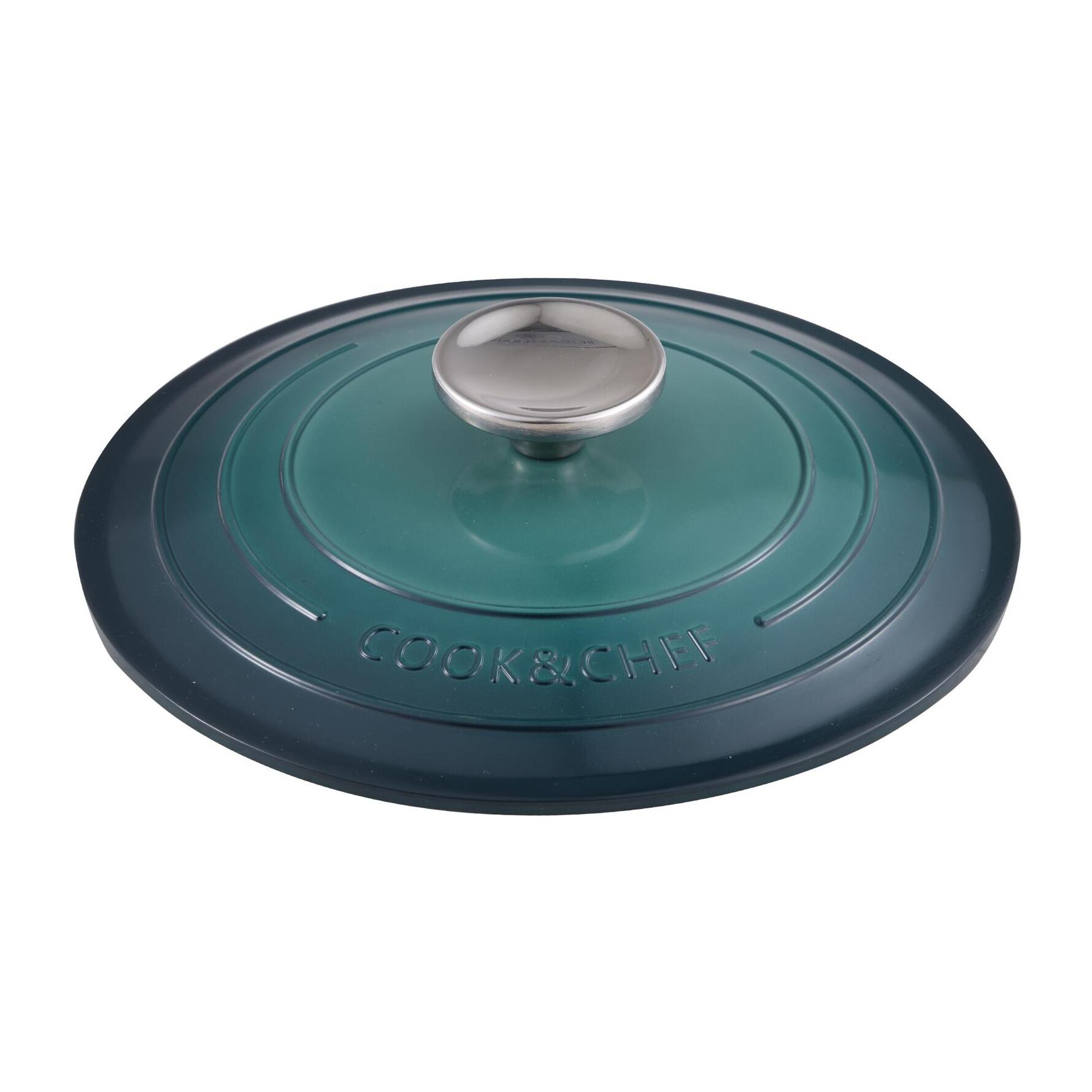 cacerola con tapa en aluminio fundido color verde