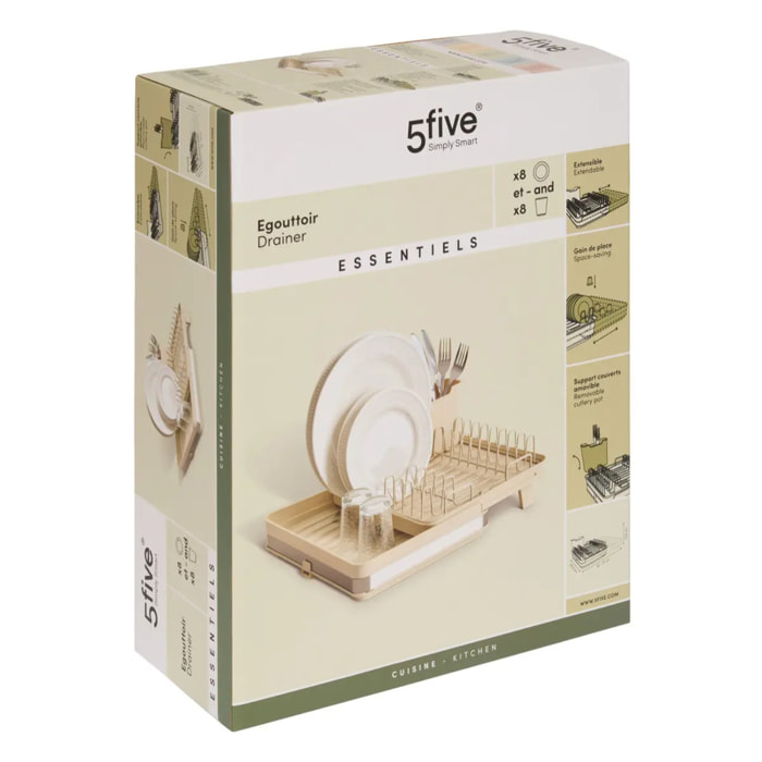 Égouttoir extensible 1 niveau Essentiels beige