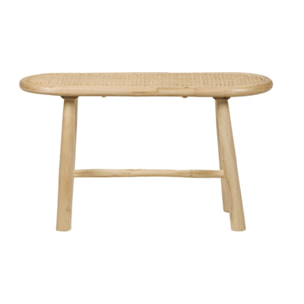 Banc bout de lit 80 cm en rotin et bois de teck exotique - LESLIE