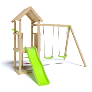 Aire de jeux bois 1,90 m EASY XPLORER - 6 enfants