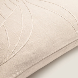 Funda de cojín algodón hojas bordadas Drejasa color gris piedra 100% Algodón