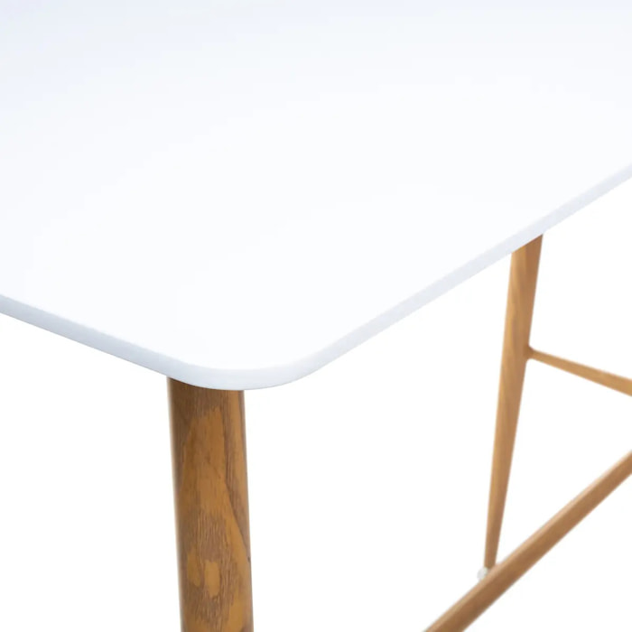 Table à manger bar "Roka" - bois et blanc