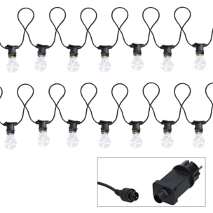 Catena da 5M con 10 lampadine in vetro a luce bianco caldo alimentazione fissa per uso esterno