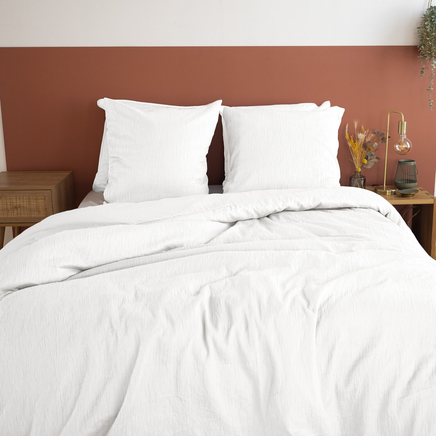 Parure housse de couette 3pcs 100% microfibre_blanc 220x240 cm