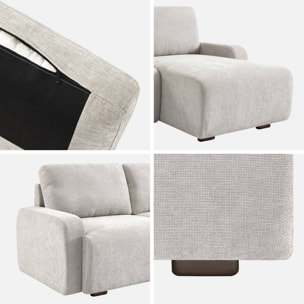 Canapé d'angle droite 3 places tissu gris clair L 260 x P 88 / 139cm / x H 87cm - Dany