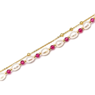 Pulsera de Perla Blanca acabada en oro amarillo de 18K